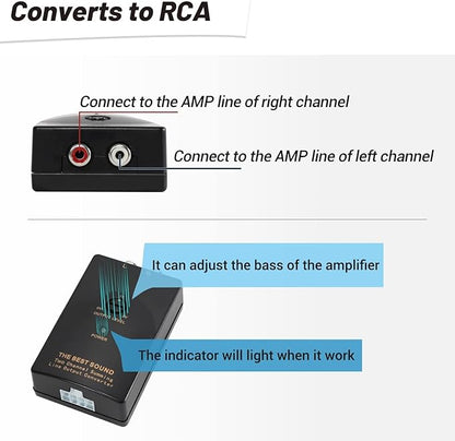 NuIth Car Audio Speaker Wire to RCA Line Output Converter, 2-Channel High to Low RCA Converter for Adding Amplifier Subwoofer to Stock Stereo