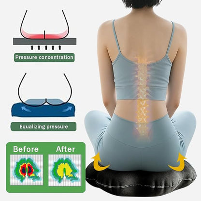 OULIGET Inflatable Donut Cushion Seat,Portable Press Inflation Hemorrhoid Pillow,Flocking Cushion for Home Car Wheelchairs Office Plane,Pressure Relief for Sciatica Back Coccyx (Black)