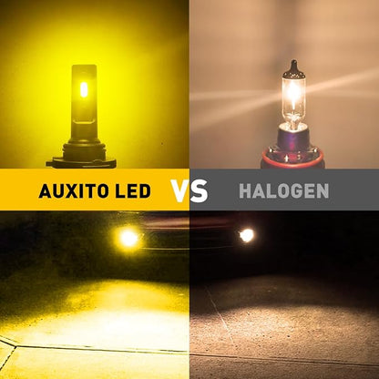 AUXITO 9145 LED Fog Light Bulbs Yellow, 6000LM 3000K Amber Fog Lights, H10/9045/9140 Halogen Replacement for DRL or Fog Lamps, Canbus Ready, Non-Polarity, Pack of 2