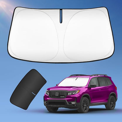Sun Shade Sunshade for Honda Passport 2019-2024 2025 Windshield Cover, 4-Layers Sun Shield 250T Silver Sun Visor Foldable Front Window Shade for Passport Sport,SUV,EX-L,Touring,Eliten Car Accessories