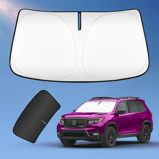 Sun Shade Sunshade for Honda Passport 2019-2024 2025 Windshield Cover, 4-Layers Sun Shield 250T Silver Sun Visor Foldable Front Window Shade for Passport Sport,SUV,EX-L,Touring,Eliten Car Accessories