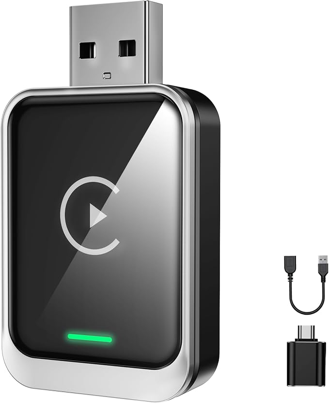 KAIY Wireless Carplay Adapter for iPhone & Android Auto, Convert Wired to Wireless Apple CarPlay Adapter, Car Play USB C USB A Dongle Plug & Play No Delay Stable Connection for iOS 10+, Android 11+