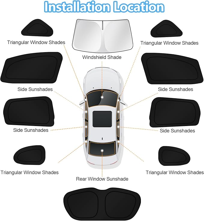 KUST Car Window Shades for Honda Fit 2015-2020 Windshield Sun Shade Side Window Cover UV Block Privacy Protection Accessories for Camping Blackout Rear Back Full Set 10PCS