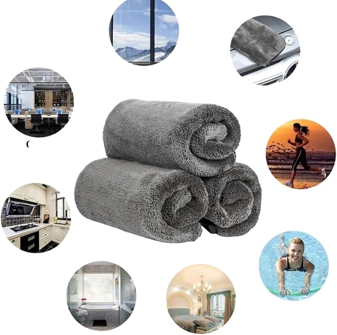 Magicwipe® Bathroom Drying Cloth – Removes Limescale & Hard Water Stains in Seconds with Just Water – Streak-Free for Shower Glass & Tiles – Reusable Microfibre Cloth (1, Black 40x60cm)