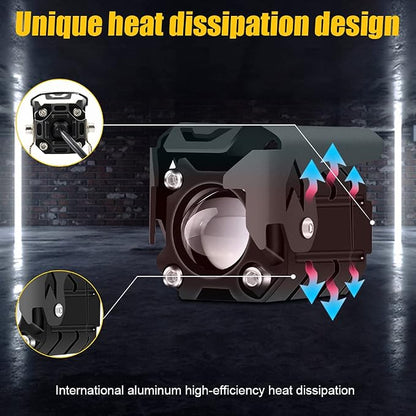 LED Pod Lights, LED off Road Lights 60W 6000lm Amber/Yellow White Dual Color Driving Fog Auxiliary Work Lights Pod for Motorcycle Truck SUV ATV E-Bike Tractor, 2 Packs