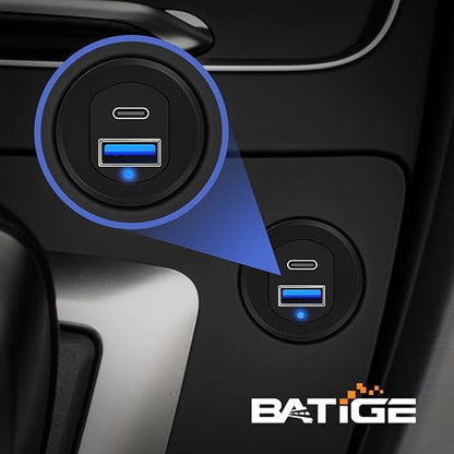 Type C 3.0 USB 3.0 Alloy Shell Car Mount Flush USB Port Cable Male to Female, Car Truck Boat Motorcycle Dashboard Panel Extension Cable LED Indicator - 3ft