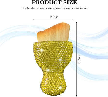 Bling Car Detailing Brush, Crystal Rhinestone Non-Scratch Vehicle Cleaning Dust Brush for Air Vent & Dashboard, Soft Bristles Automotive Interior Cleaning Tool, Universal Fit (Yellow)