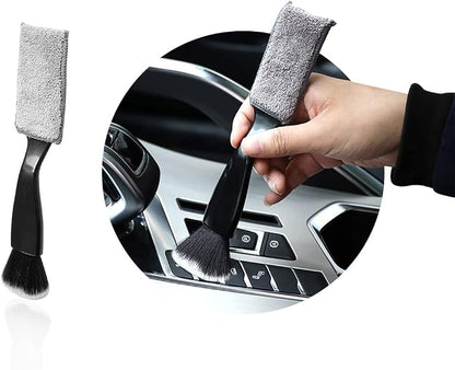 Ziciner 1 PC Double Head Brush for Car Clean, Soft Auto Interior Duster Detailing Brushes, Universal Vehicle Dashboard Screen, Air Vents, Computer etc Cleaning Tool Accessories (Black)