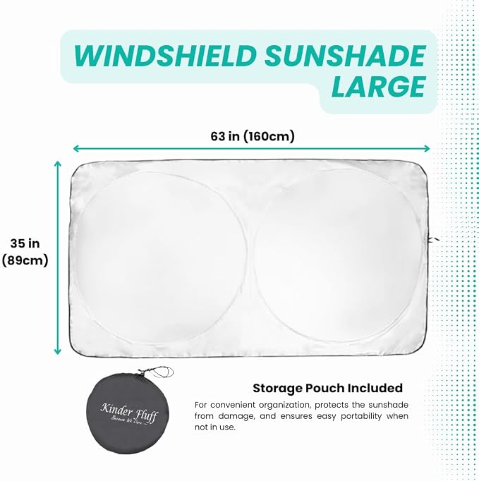 Windshield Sun Shade | Compatible for Chevrolet Silverado (2014-2019) | Certified 99.87% UVB & 99.02% UVA Car Sun Shade. Award Winning Sunshade - Patented Technology | Car Shades by Kinder Fluff