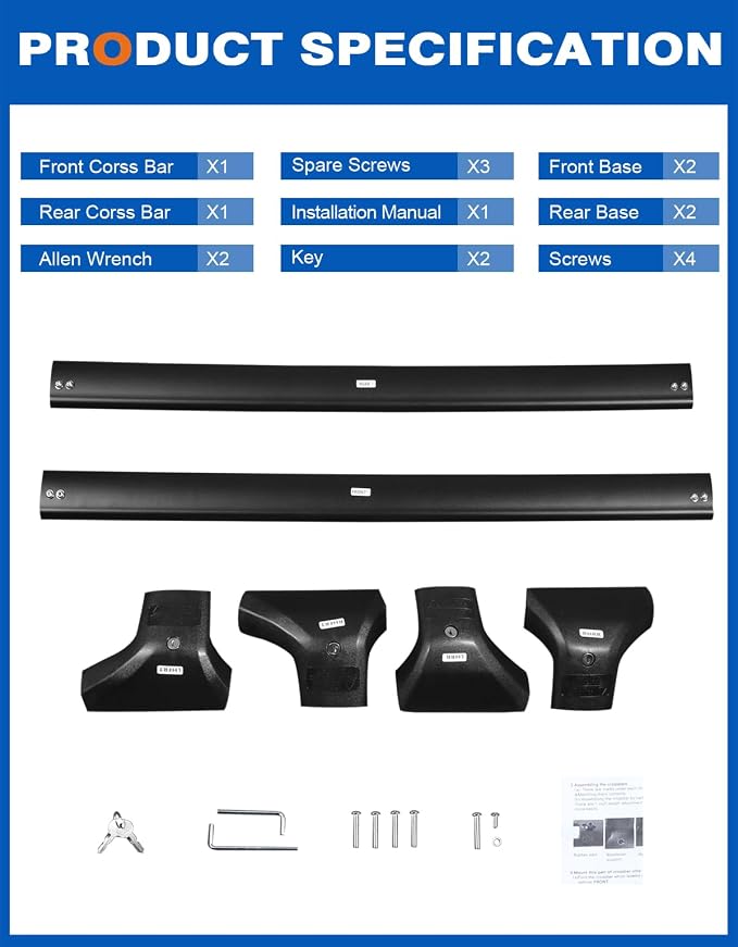 Wonderdriver Lockable Roof Rack Cross Bars 260lbs Compatible with Toyota Corolla Cross 2022-2026 (with Flush Side Rails),Heavy Duty Aluminum Anti-Theft Lockable Metal Lock Roof Rails Crossbars