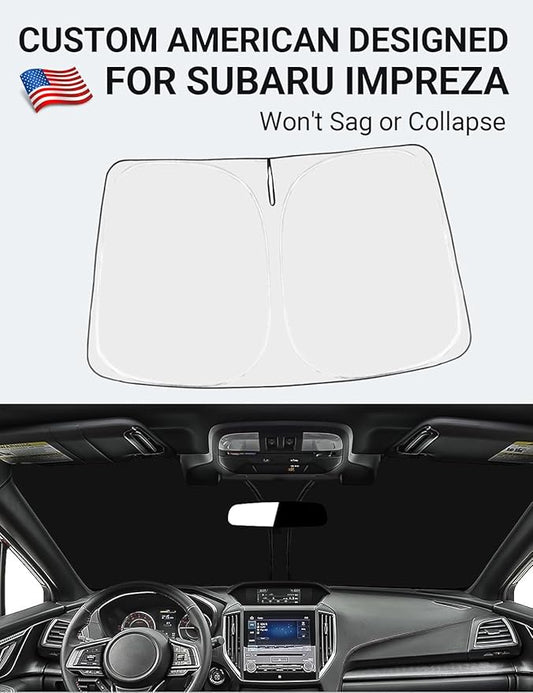 Proadsy Windshield Sunshade for Subaru Impreza 2015-2025 2026 Custom Fit WRX Sedan, Base, Premium, Limited, STI, STI Limited, Foldable Shade Sun Visor Protector Blocks UV Rays Keep Car Cooler