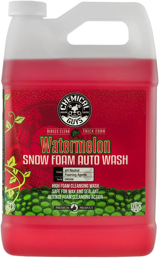 Chemical Guys Car Wash Soap for Foam Cannon or Bucket, Watermelon Snow Foam Car Wash Soap for Trucks, Motorcycles, RVs & More, Super Suds, Watermelon Scent - 128 oz (1 Gallon)