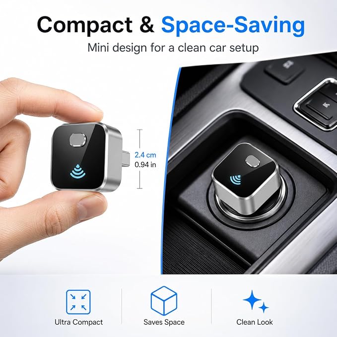 2026 Upgraded Wireless CarPlay Adapter for Acura ADX ILX Integra 2019-2025, Mini Size Plug & Play Adapter, Fast Auto-Connect, iPhone & Android Auto Compatible Car