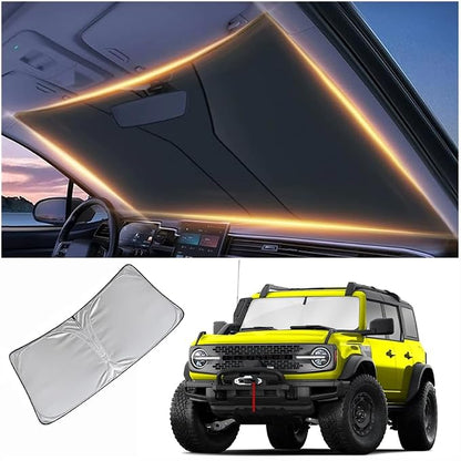 Windshield Sun Shade for Ford Bronco Front Window Shades Cover for 2021-2024 2025 2026 Bronco Windshield Sun Visor Protector Car Accessories