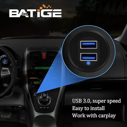 Alloy Dual Port USB 3.0 Car Dashboard Flush Mount Cable, Male to Female with LED Indicator Extension Cable for Car Truck Boat Motorcycle Dashboard Panel 1ft