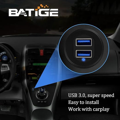 Alloy Dual Port USB 3.0 Car Dashboard Flush Mount Cable, Male to Female with LED Indicator Extension Cable for Car Truck Boat Motorcycle Dashboard Panel - 3ft
