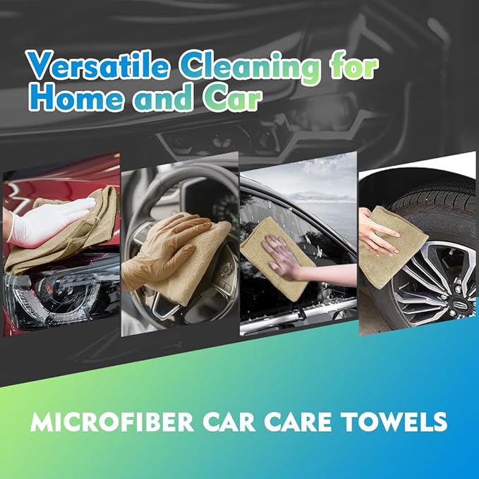 HOMEXCEL Brown Microfiber Cleaning Cloth 20 Pack 11.5 x 11.5 inch Microfiber Towels for Cars Ultra Absorbent Car Washing Cloth Lint Free Streak Free Cleaning Rags for Car, Kitchen Window