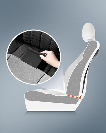 Road Comforts Car Seat Covers for Front Seat, High Back Heavy Duty Breathable Flax Seat Protector, Airbag, Not Seat Belt Compatible, Washable Seat Cover Fits for Most Cars, Trucks, SUVs, Vans Black