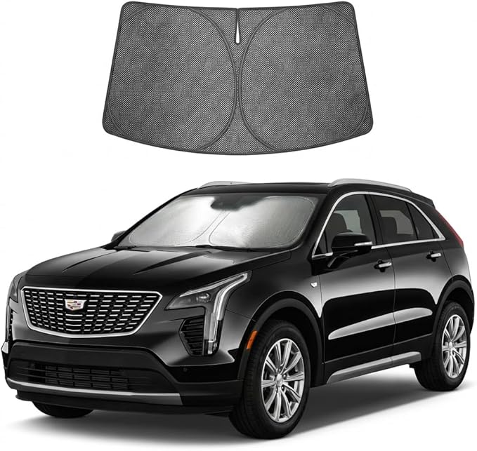 Proadsy Windshield Sun Shade Custom Fit Cadillac XT4 2019-2026 Ice Crystal Black Front Window Sunshade UV and Heat Blocker Foldable Visor Keeps Car Cooler for Summer Parking and Daily Use