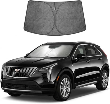 Proadsy Windshield Sun Shade Custom Fit Cadillac XT4 2019-2026 Ice Crystal Black Front Window Sunshade UV and Heat Blocker Foldable Visor Keeps Car Cooler for Summer Parking and Daily Use