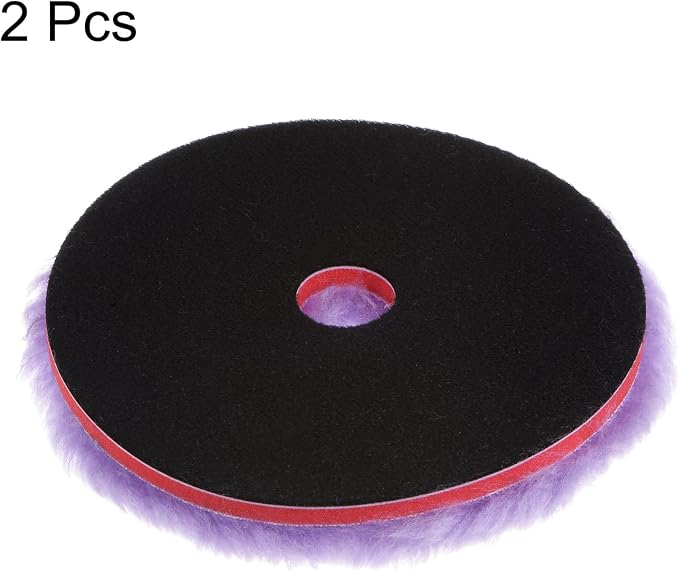 HARFINGTON 2pcs Wool Polishing Pads, 6 inch Purple Wool Buffing Wheel with Hook and Loop for Car Polisher Car Polishing and Buffing