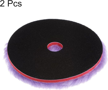 HARFINGTON 2pcs Wool Polishing Pads, 6 inch Purple Wool Buffing Wheel with Hook and Loop for Car Polisher Car Polishing and Buffing