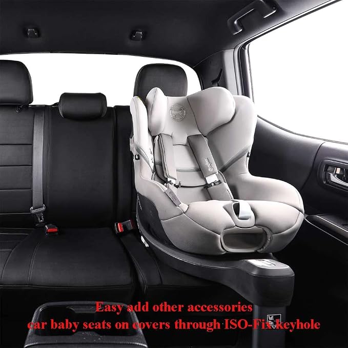 EKR Custom Fit Tacoma Rear Neoprene Car Seat Covers for Toyota Tacoma 2016 2017 2018 2019 2020 2021 2022 2023 Double Cab/Crew Cab - Second Row Only,Neoprene (Black)