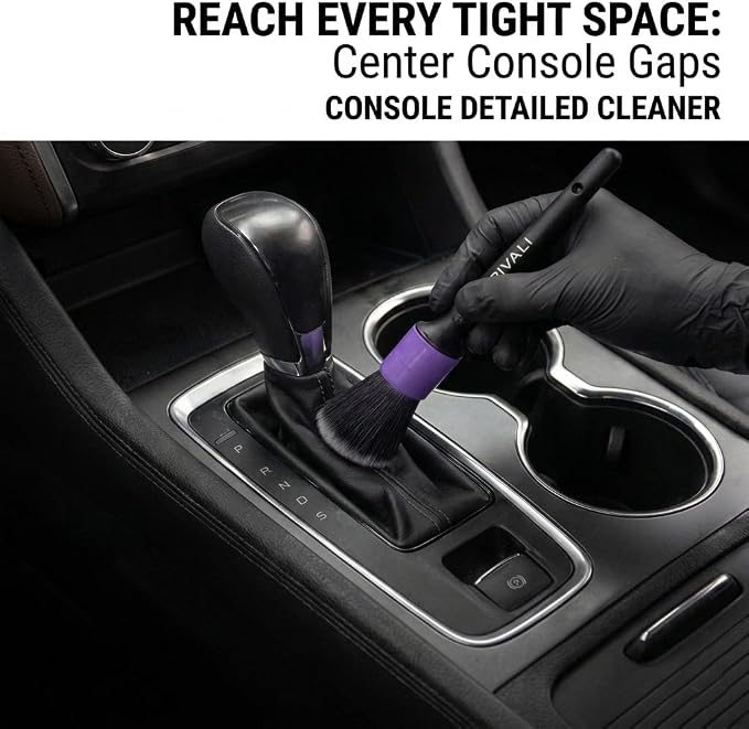 Rivali Car Care Premium 5-Piece Interior Detailing Brush Set - Ultra Soft Scratch-Free Brushes for Leather, Alcantara, Dashboards, Air Vents & Screens - Professional Car Interior Cleaning Kit