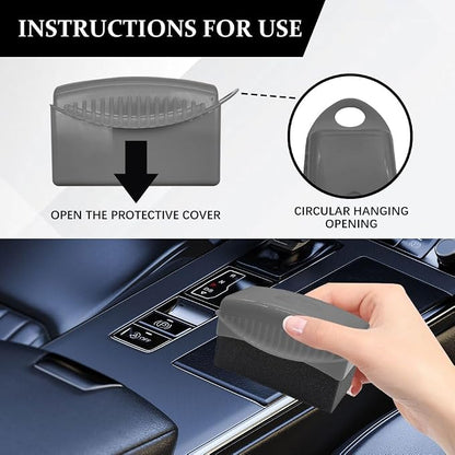 Tire Dressing Applicator, Tire Shine Applicator, Wheel Waxing Wipe Polishing Sponge with Lid, Car Accessories Reusable Wheel Detailing Foam Fit for Vehicle Waxing Polishing Cleaning (Gray)