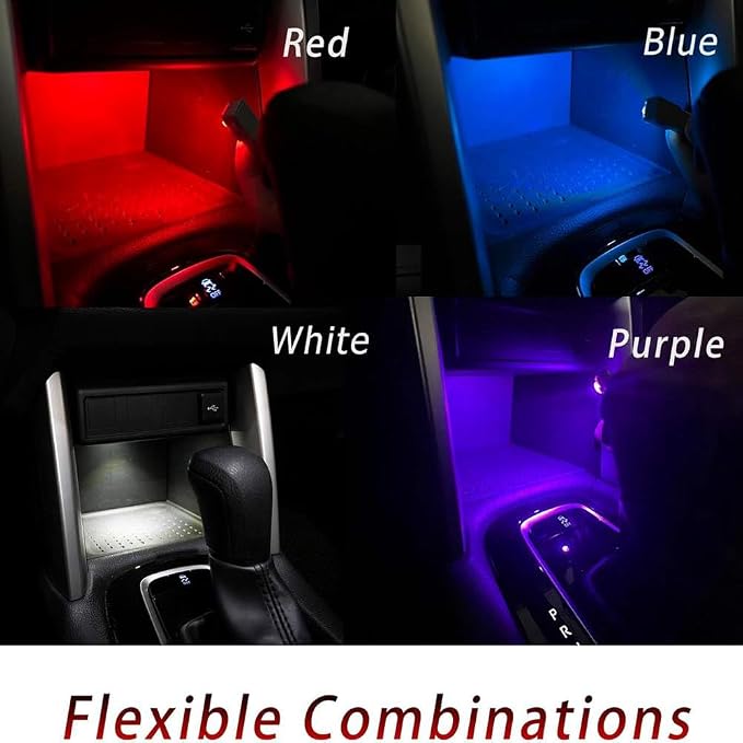 Ambient Light Central Console Box Footwell Glove Box Light for Toyota Corolla NX RX Subaru SAI RAV etc. (RED)