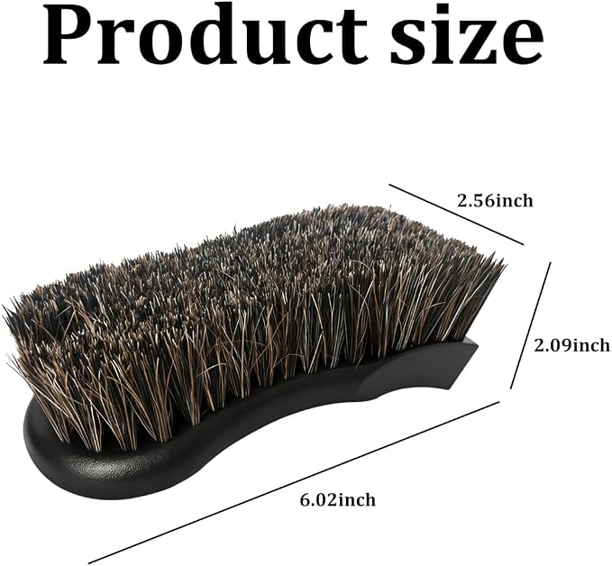 Leather Cleaning Brush for Car Interior, Long Bristle Horse Hair Vehicle Leather Cleaner Brush, Scratch-Free Automotive Interior Seat Cleaner, Universal for Vehicles (Black)