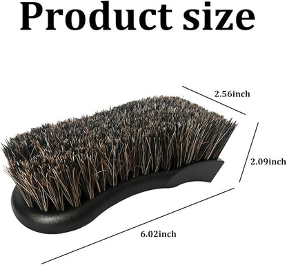 Leather Cleaning Brush for Car Interior, Long Bristle Horse Hair Vehicle Leather Cleaner Brush, Scratch-Free Automotive Interior Seat Cleaner, Universal for Vehicles (Black)