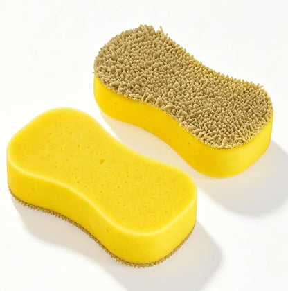 Car Wash Sponge 2 Pack - Large Plush Scratch-Free Cleaning Sponges, High Foam Long-Hair Microfiber Wash Sponge for Cars Trucks SUVs & Household Use