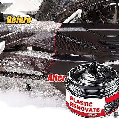 Black Trim Restorer,Plastic Restorer for Cars,Tire Polishing Paste,Car Tire Shine with Sponge,Wheel Cleaning Refurbish Wax,Long-Lasting UV Protection Shine Applicator for Truck Car Accessories