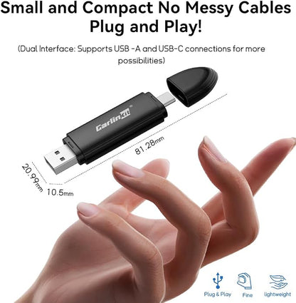 Carlinkit MINI SE Wireless CarPlay Adapter 2026 with OEM Wired CarPlay, Plug & Play/Auto-Connect/for USB-A & Type-C Dual Port Cars, Support Online Upgrade Wireless Dongle