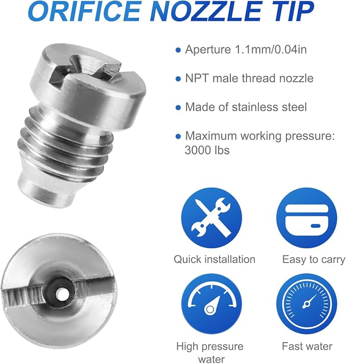 Lyreh 2 Sets 1.1 mm Foam Cannon Orifice Kit, Universal 0.04in Thread Nozzle and Maker Meshes Nets Replacement Parts Accessories with Cleaning Tools