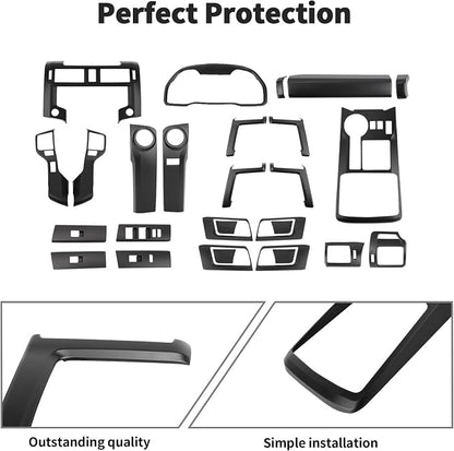JWWY Interior Trim Kit Auto Interior Dress-Up Kit Decor Set Center Console Gear Shift Dashboard Panel Cover Trim for 2020-2023 Toyota 4runner Interior Accessories, ABS Matte Black 28pcs