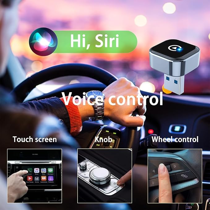 WiFi &Bluetooth 2-in-1 Wireless CarPlay Adapter, Auto Convert Wired to Wireless with USB, Plug & Play, No Delay Car Play with iOS & Android