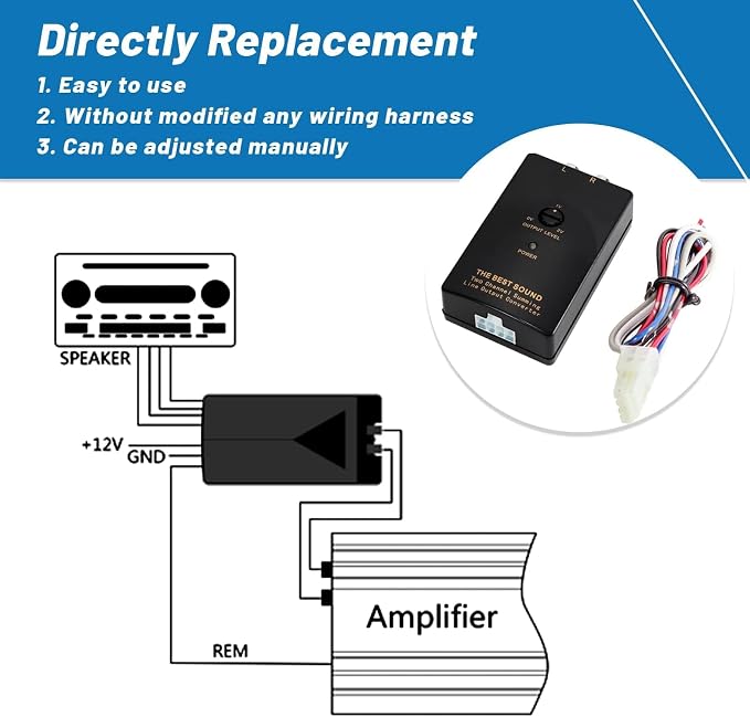 NuIth Car Audio Speaker Wire to RCA Line Output Converter, 2-Channel High to Low RCA Converter for Adding Amplifier Subwoofer to Stock Stereo