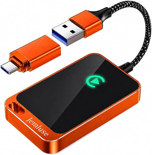 Jemluse Wireless CarPlay Adapter for Apple iPhone - Multi-User Seamless Connection for Convert Wired to Wireless Car Play Adapter - No Latency from iOS 10+ to Screen w/USB C (Cosmic Orange)