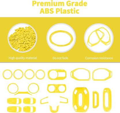 21PCS Full Set Interior Trim Kit for 2018-2023 Jeep Wrangler JL JLU,Air Outlets Door Handle Bowl Roof Reading Light Cover Trim (Yellow)