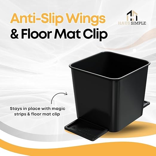 Car Trash Can with Stability Wings – Leakproof Portable Garbage Bin for Fabric & Rubber Mats – Compact Durable Plastic Auto Organizer for Cars, SUVs, Trucks (Black, Small)