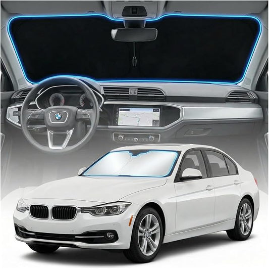 for BMW 3 Series 2013-2018 Sun Shade Windshield Cover - Custom Fit 3 Series Accessories 2013-2018 Sunshade Foldable UV Protection & Heat Shield Sun Visor Accessories