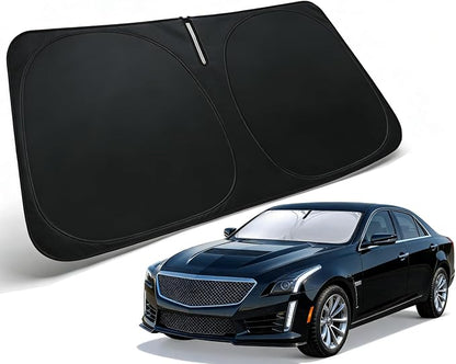 Windshield Sun Shade for Cadillac CTS 2014-2019 Accessories, Car Front Window Shade & Heat Shield Accessories | 240T Sunshade Sun Visor Protector Blocks UV Rays & Keeps Car Cooler