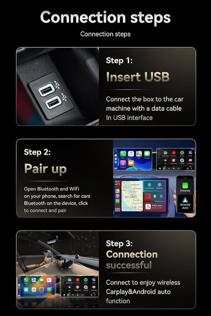 CYBERDRIVE Mini Wireless CarPlay Adapter Wired to Wireless for CarPlay & Android Auto Plug and Play Fast Auto-Reconnect Stable Control Zero Delay Carplay Wireless Adapter (Mini Size)