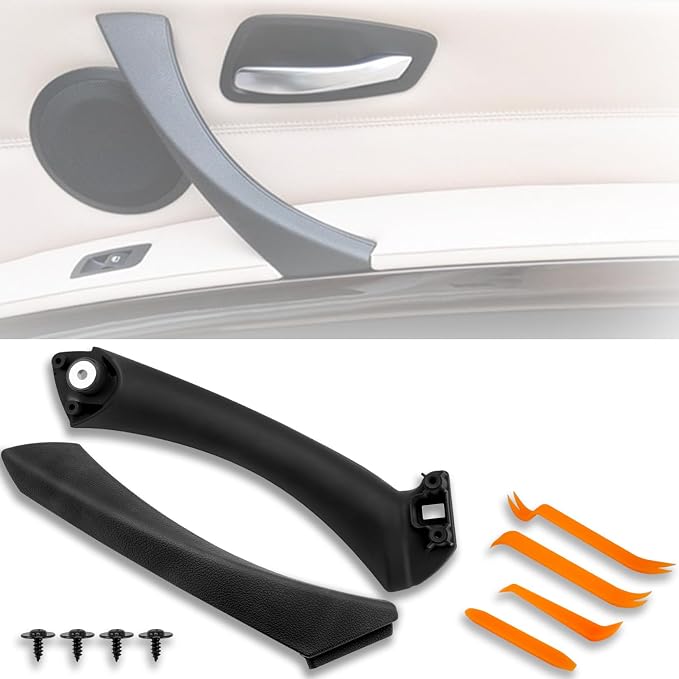 LIYYOO E90 Interior Door Handle Replacement Kit for BMW 3 Series 2004-2011 E90/E91/E92/E93 316i 318i 320i 323i 325i 328i 330i 335i,Door Pull Handles + Door Handle Cover (Right Side,Black)