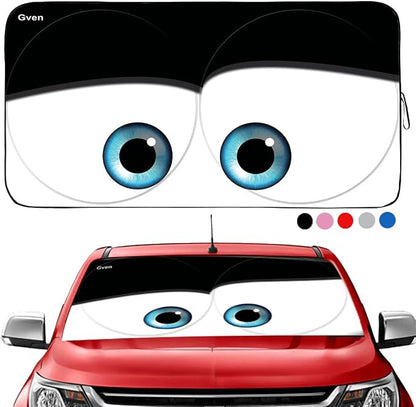 Gven Truck Windshield Sun Shade for Car Windshield Cover Interior Front Window Shades Sun Visor Protector Blocks UV Rays Must-Have Truck Accessories for Pickup, SUV, Sedan, Van, Bonneville(Black, XL)