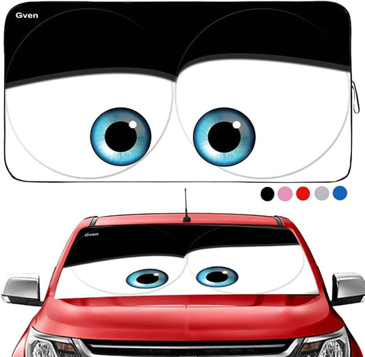 Gven Truck Windshield Sun Shade for Car Windshield Cover Interior Front Window Shades Sun Visor Protector Blocks UV Rays Must-Have Truck Accessories for Pickup, SUV, Sedan, Van, Bonneville(Black, XL)