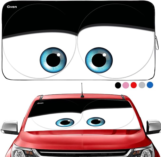 Gven Windshield Sun Shade Universal Fit for Car Window Sunshades Cover Automotive Interior Sun Protector Accessories for Compact& Midsize Sedan,Com& Subcompact SUV,Small Pickup,Wagon (Black, S)