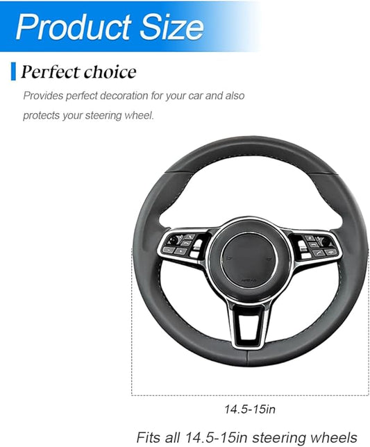 Car Steering Wheel Cover, 14.5"-15" Leather Anti-Slip Sporty Vehicle Steering Wheel Protector, Soft Breathable Auto Interior Decoration Accessories, Universal for SUV Truck Sedan (Black)